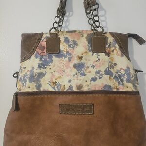 American Eagle Floral and Brown Tote Bag